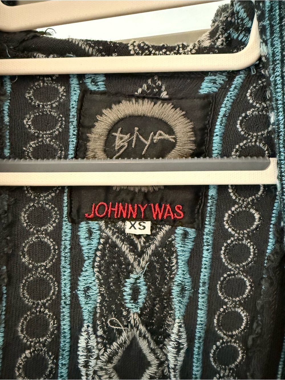 Johnny Was Biya Coat Gray Embroidered Floral Hooded Cardigan with Teal Accents - Picture 3 of 5
